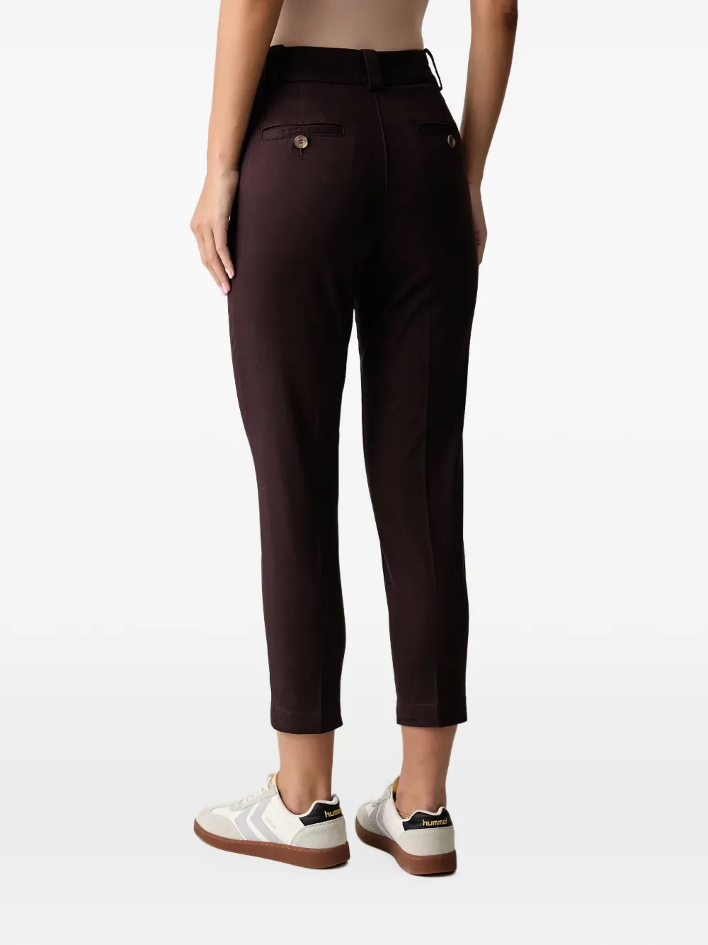 Benetton cropped button-detail trousers Bruin