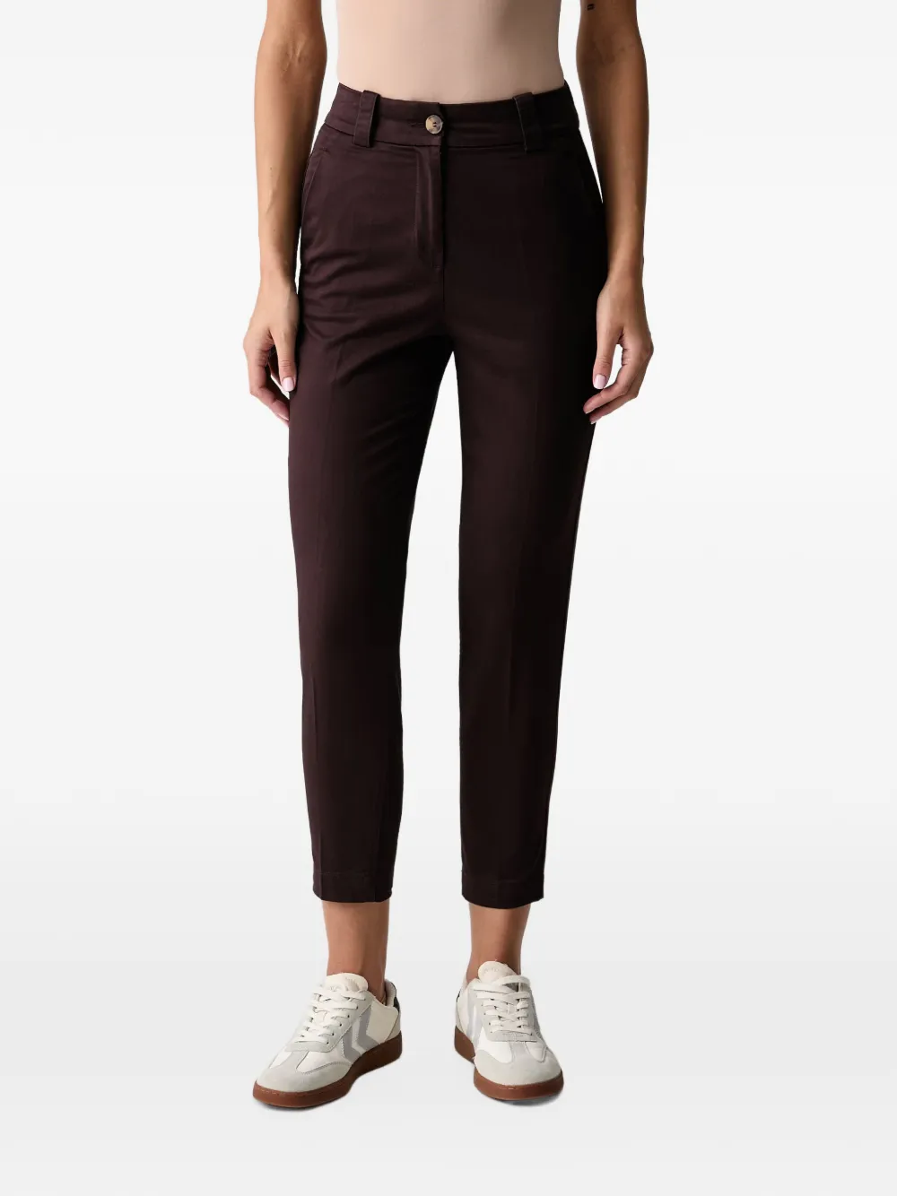 Benetton cropped button-detail trousers Bruin