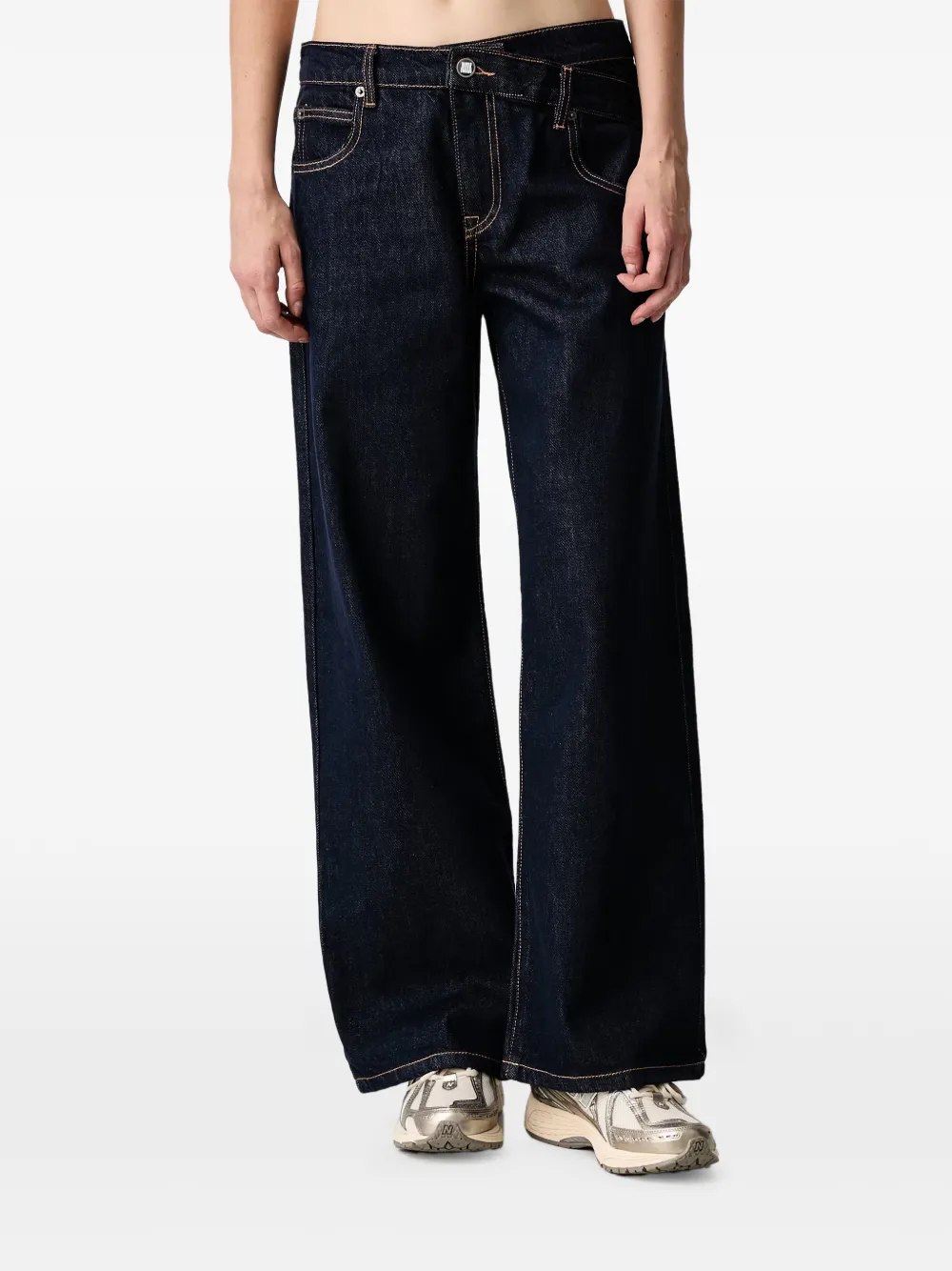 WRSTBHVR Meg V3 asymmetric-waist wide-leg jeans - Blu