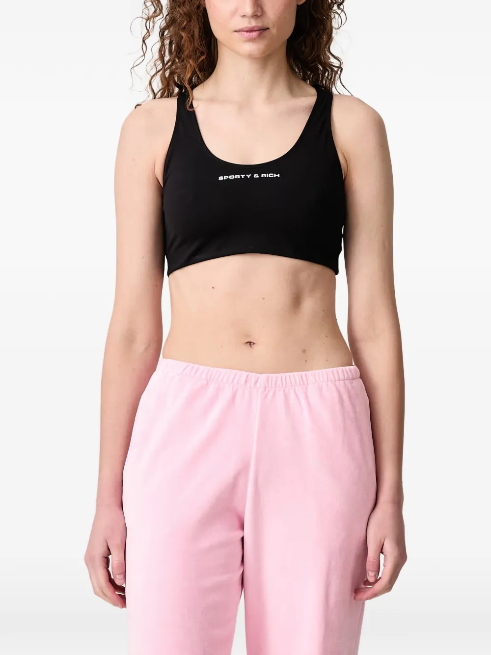 Sporty & Rich logo-print racerback sports bra
