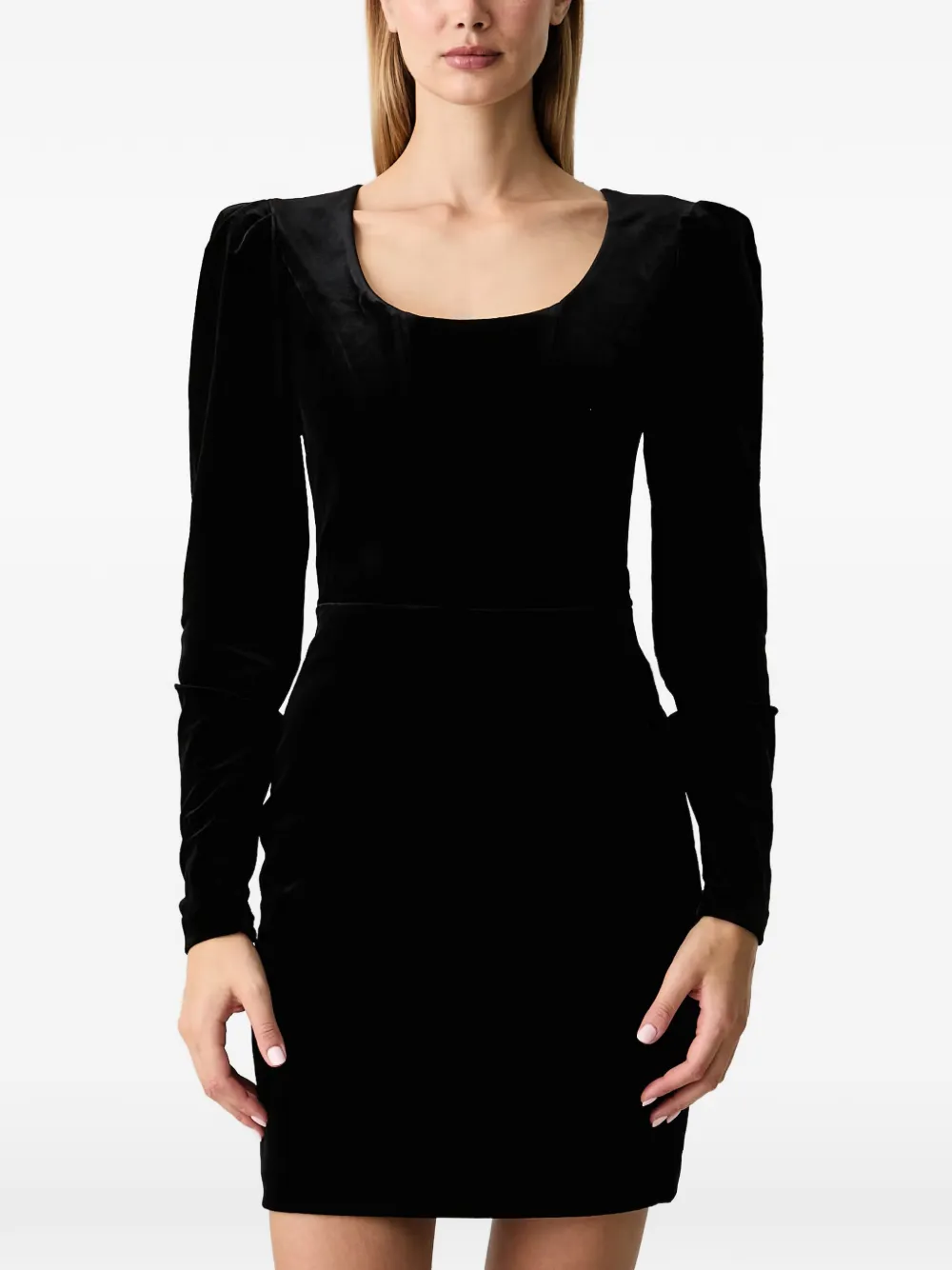 Silvian Heach puff-sleeve velvet-finish mini dress - Noir Silvian Heach puff-sleeve velvet-finish mini dress - Noir
