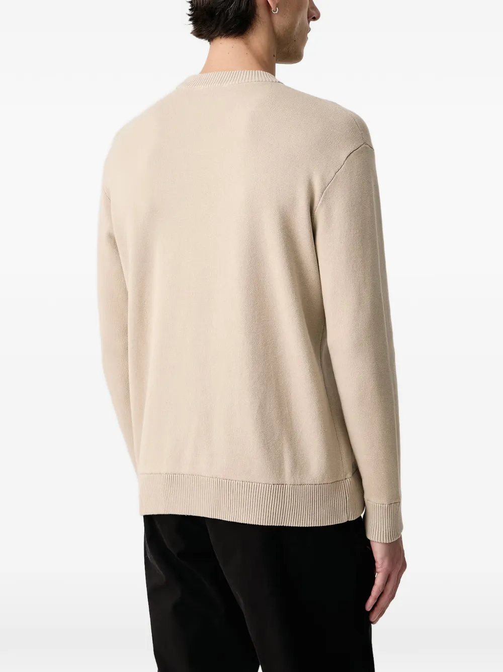 Benetton logo-embroidered ribbed-trim sweater Beige