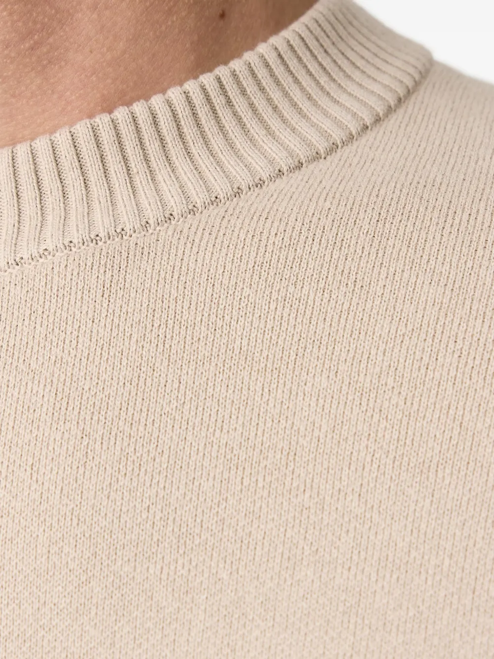 Benetton logo-embroidered ribbed-trim sweater Beige