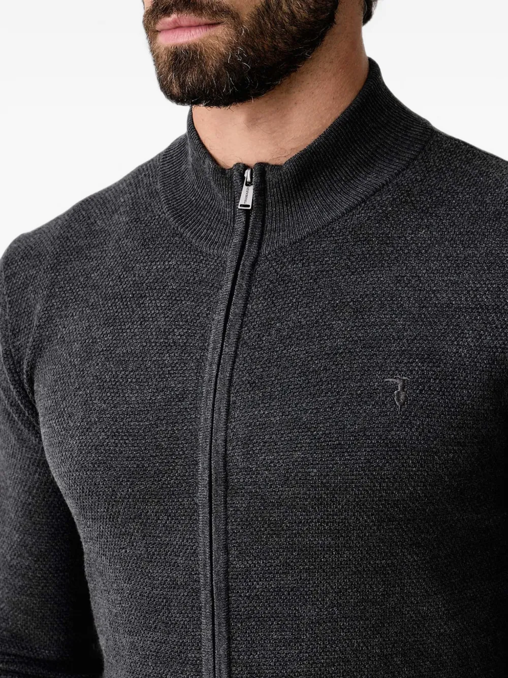 Trussardi zip-up ribbed-trim cardigan Grijs