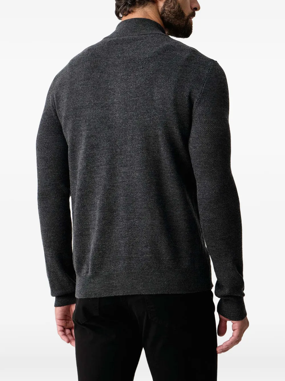 Trussardi zip-up ribbed-trim cardigan Grijs
