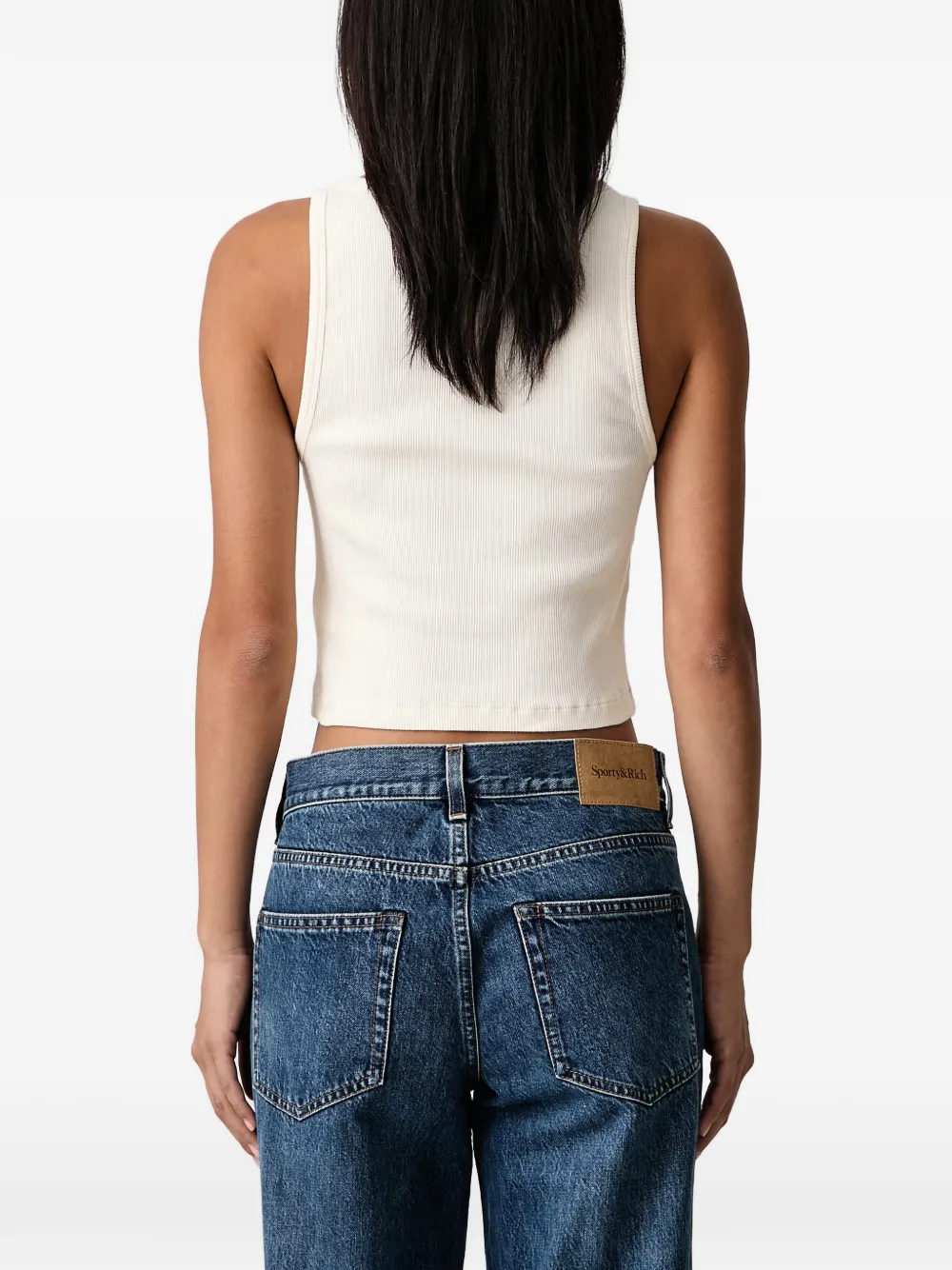 Sporty & Rich Tanktop met logopatch Beige