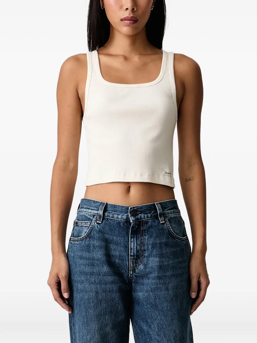 Sporty & Rich Tanktop met logopatch Beige
