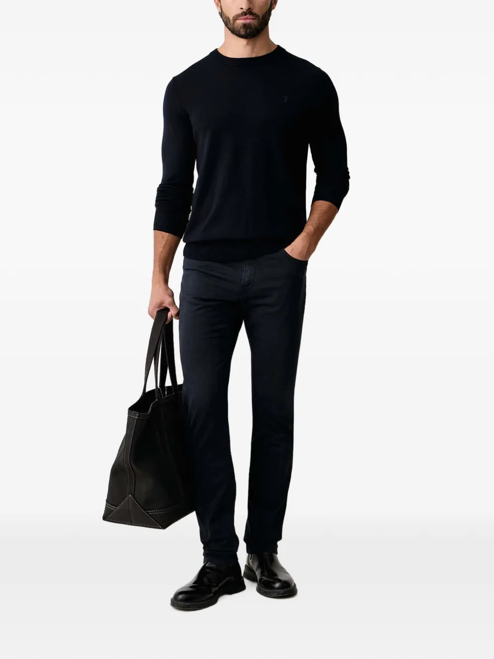 Trussardi Trui met geborduurd logo en ronde hals Blauw