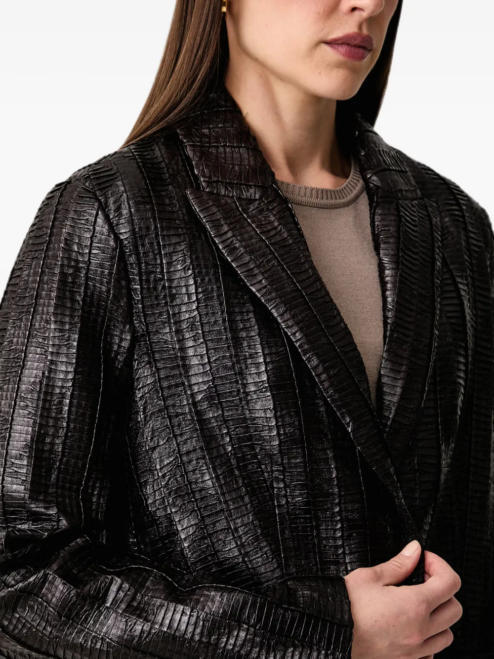 Silvian Heach Blazer met gekerfde revers en gekreukte afwerking Bruin
