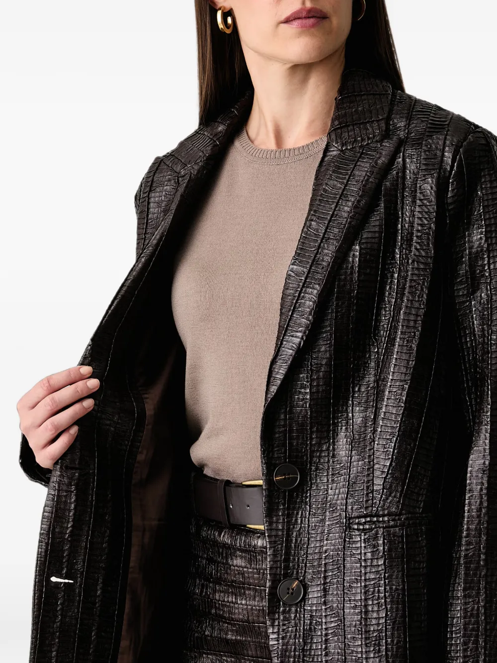 Silvian Heach Blazer met gekerfde revers en gekreukte afwerking Bruin