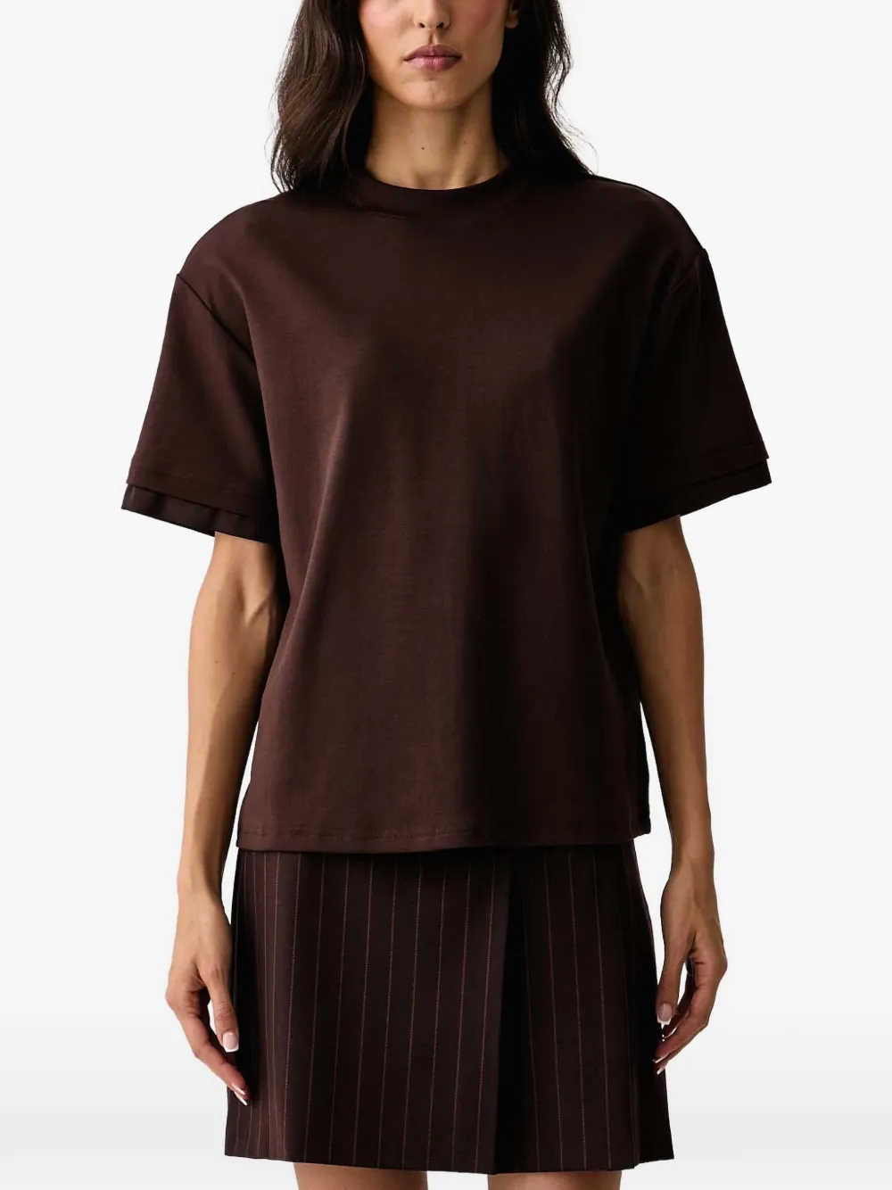Silvian Heach layered-sleeve T-shirt Bruin