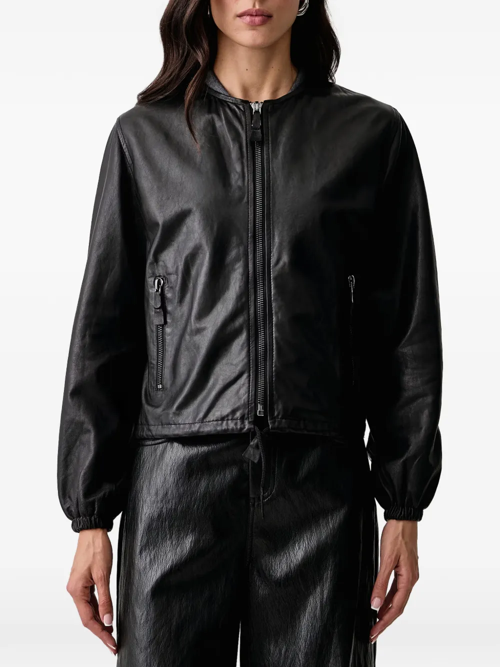 Trussardi Leren bomberjack Zwart