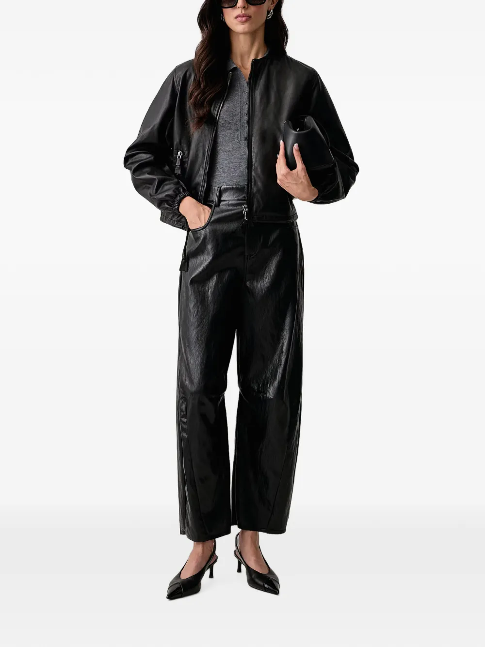 Trussardi Leren bomberjack Zwart