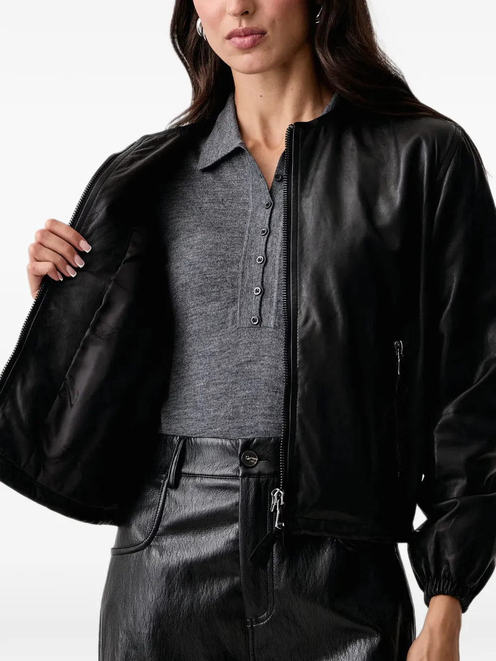 Trussardi Leren bomberjack Zwart