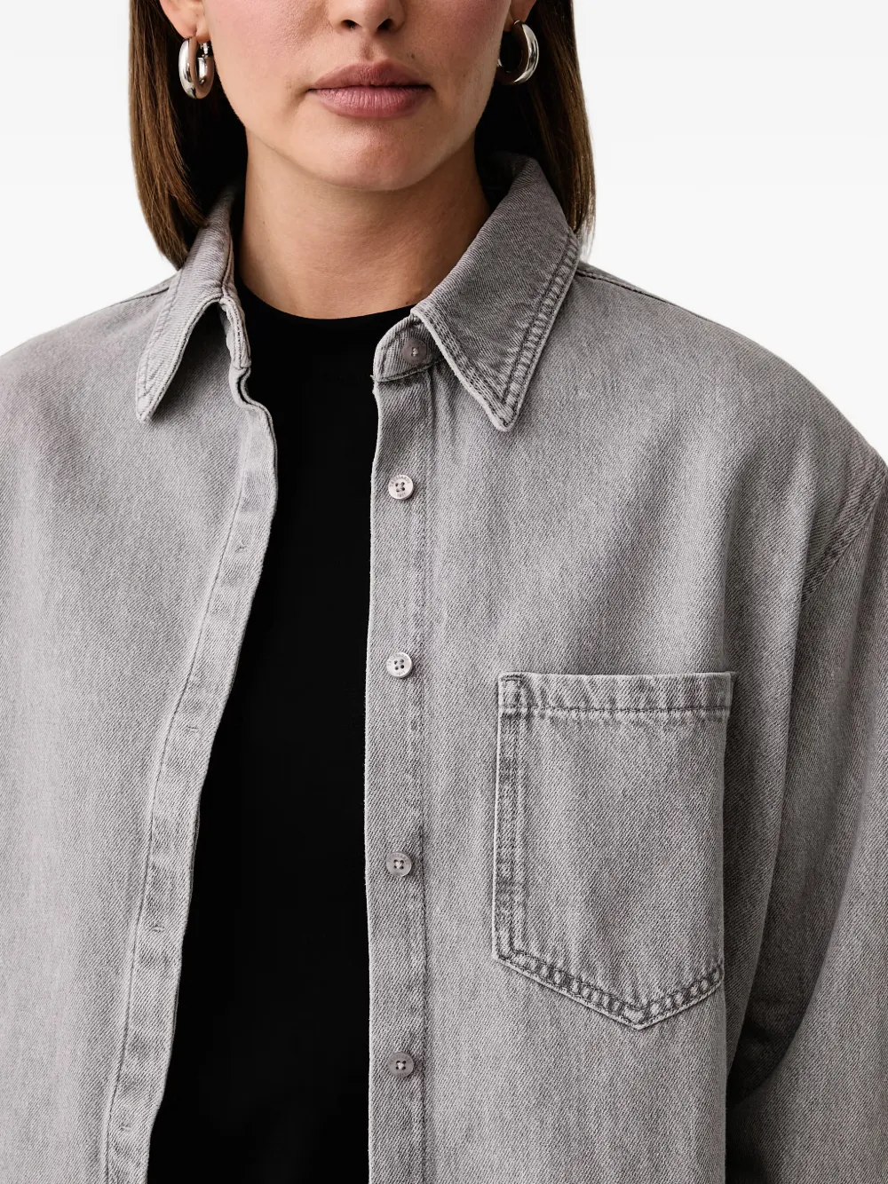 Trussardi Blouse met geborduurd logo en zakdetail Grijs
