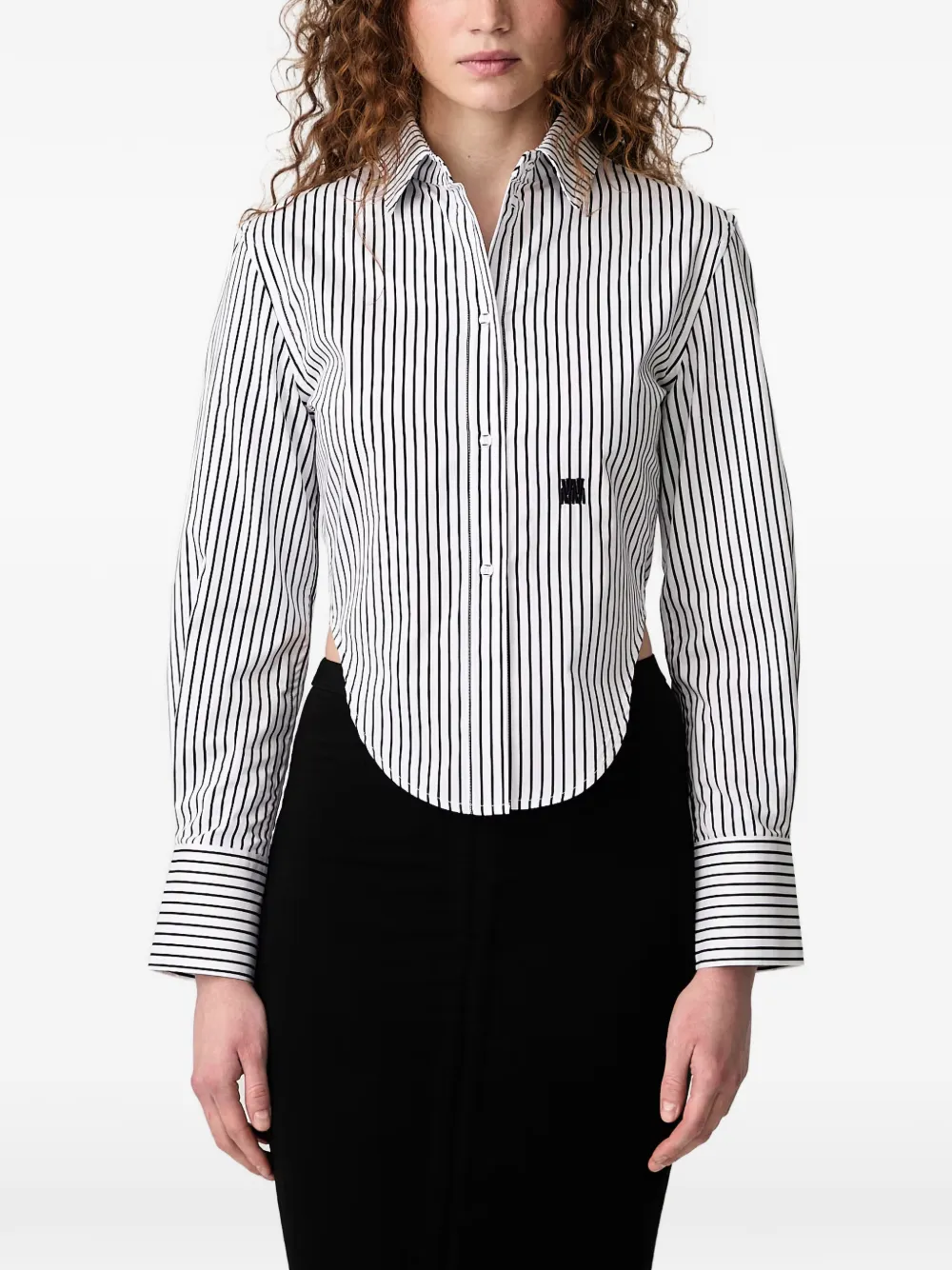 WRSTBHVR Quinn vertical-stripe curved-hem shirt