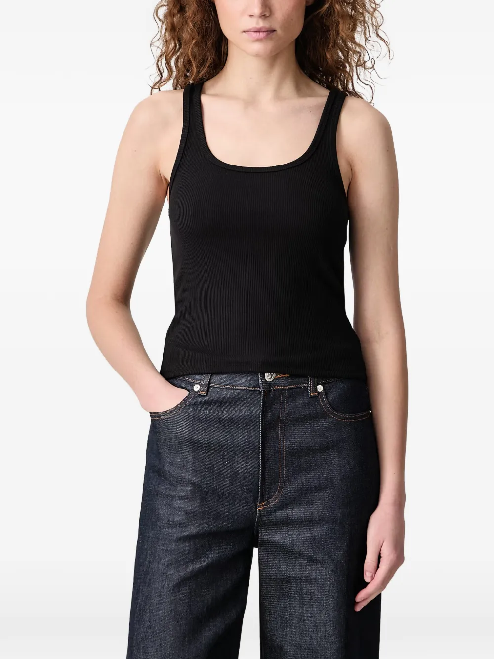 Wrstbhvr Tilla Ribbed-knit Tank Top In Black