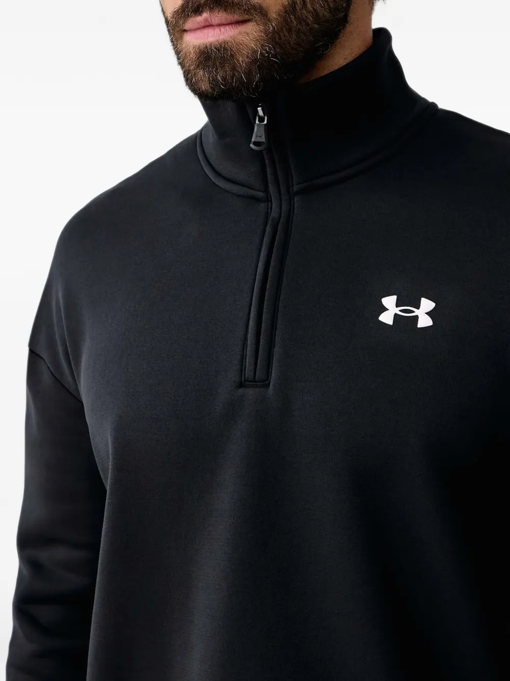 Under Armour Sweater met logopatch en kwart rits Zwart