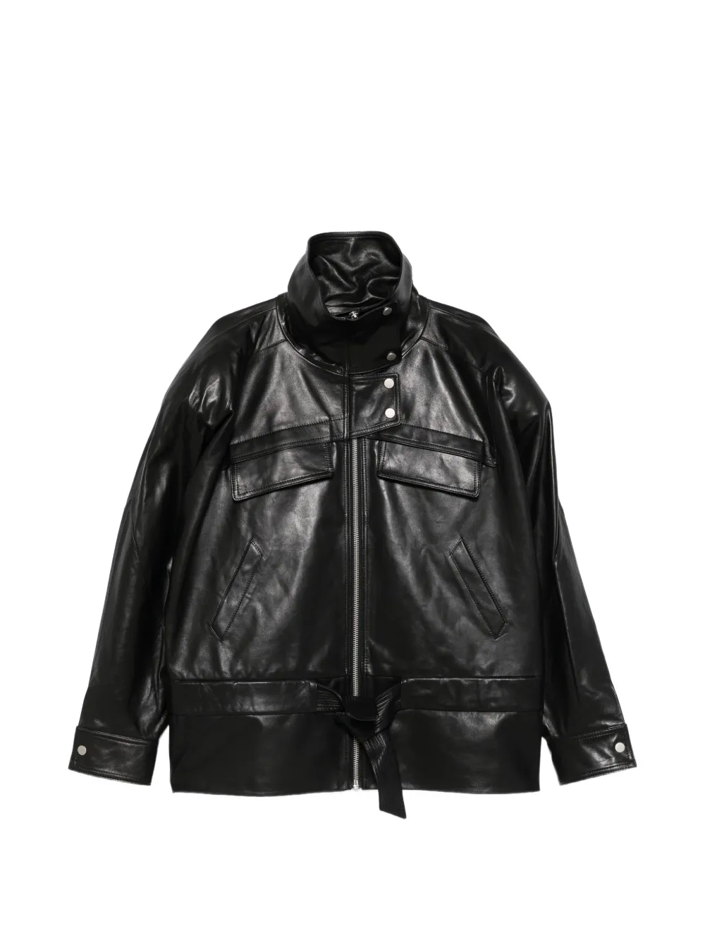 ENTIRE STUDIOS Sol belted high-neck jacket - Nero