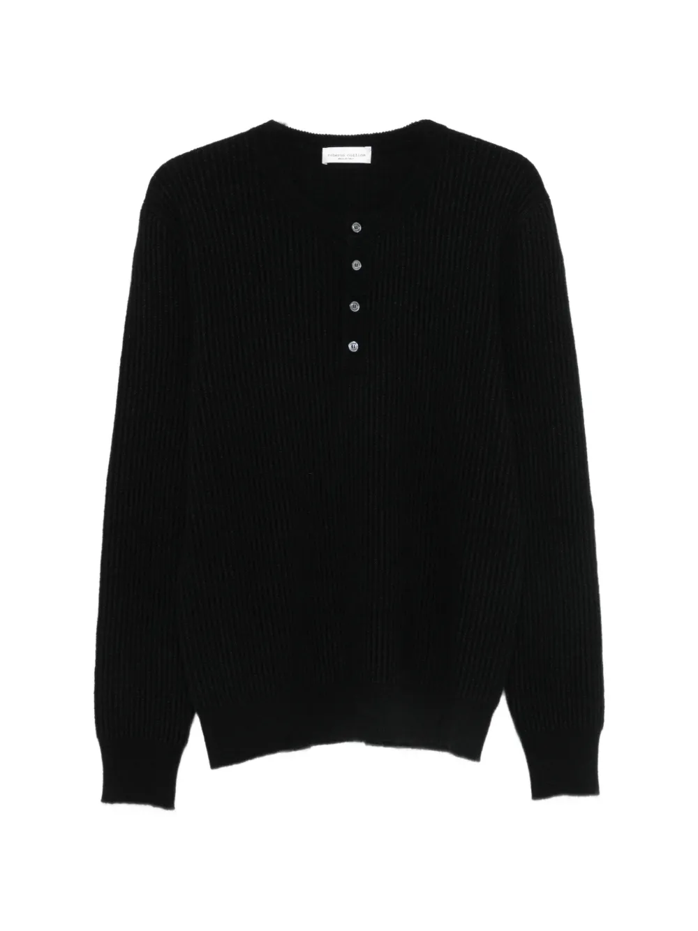 Roberto Collina ribbed-knit henley sweater - Black