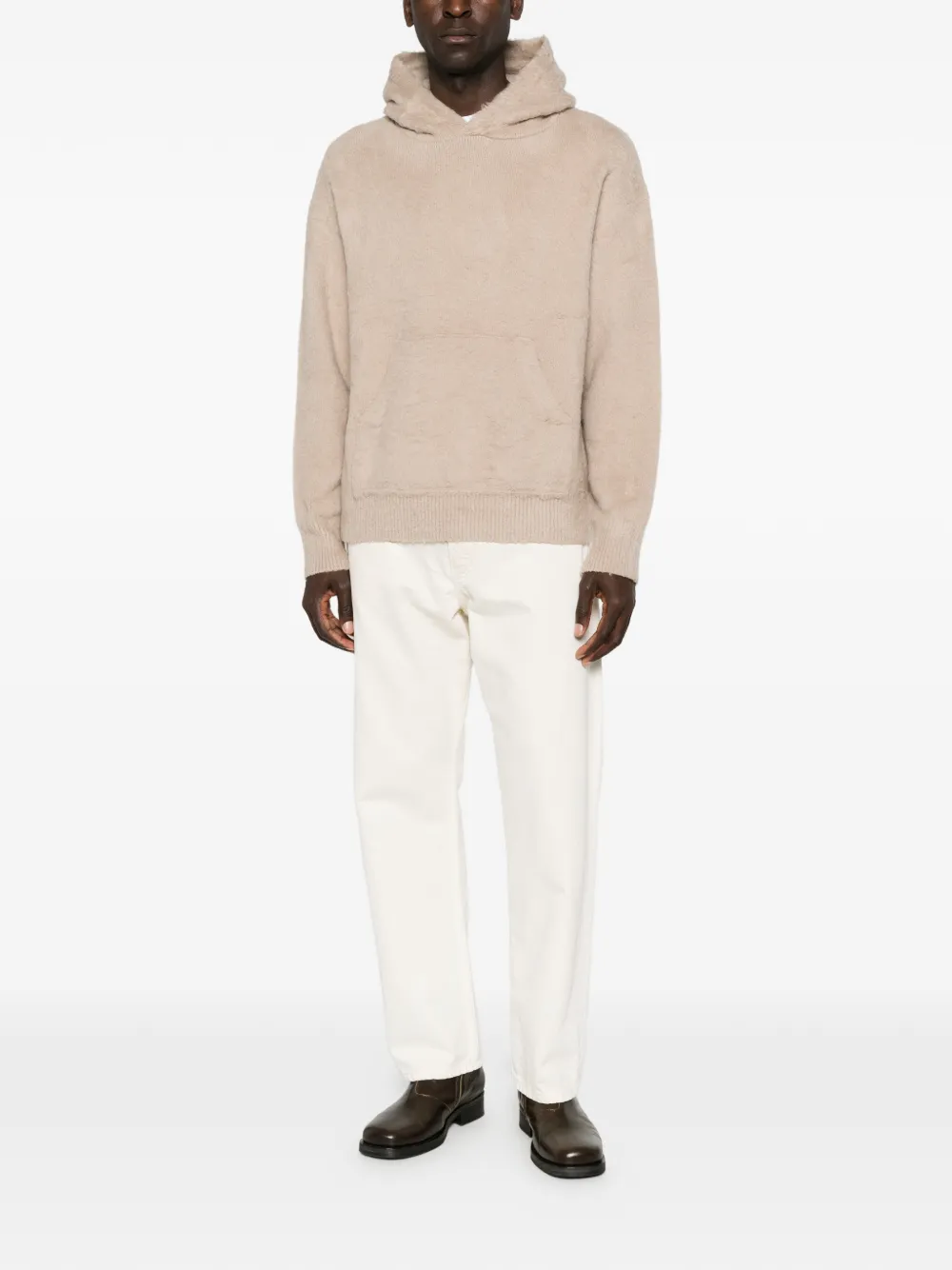 Roberto Collina Hoodie van geborsteld breisel Beige