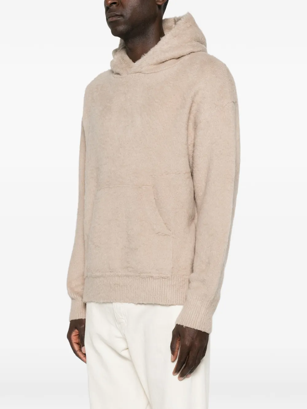 Roberto Collina Hoodie van geborsteld breisel Beige