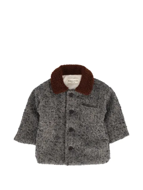 BABE & TESS herringbone-pattern faux-shearling jacket