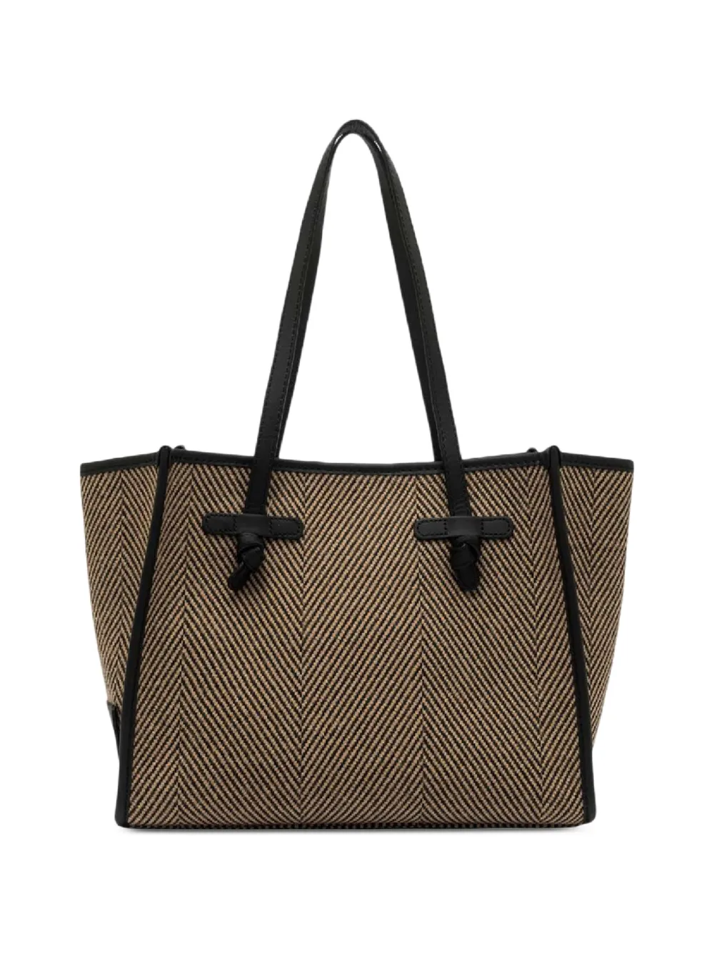 GIANNI CHIARINI Medium Marcella schoudertas met visgraatpatroon Zwart
