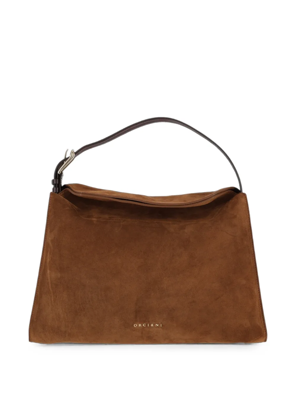 Orciani Midi Trinity Peach Oro Suede Tote Bag In Brown