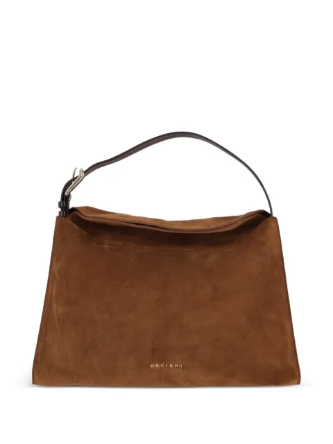 Orciani Midi Trinity Peach Oro suede tote bag