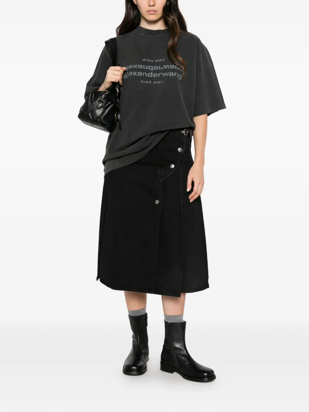 Alexander Wang Katoenen T-shirt met logoprint Grijs