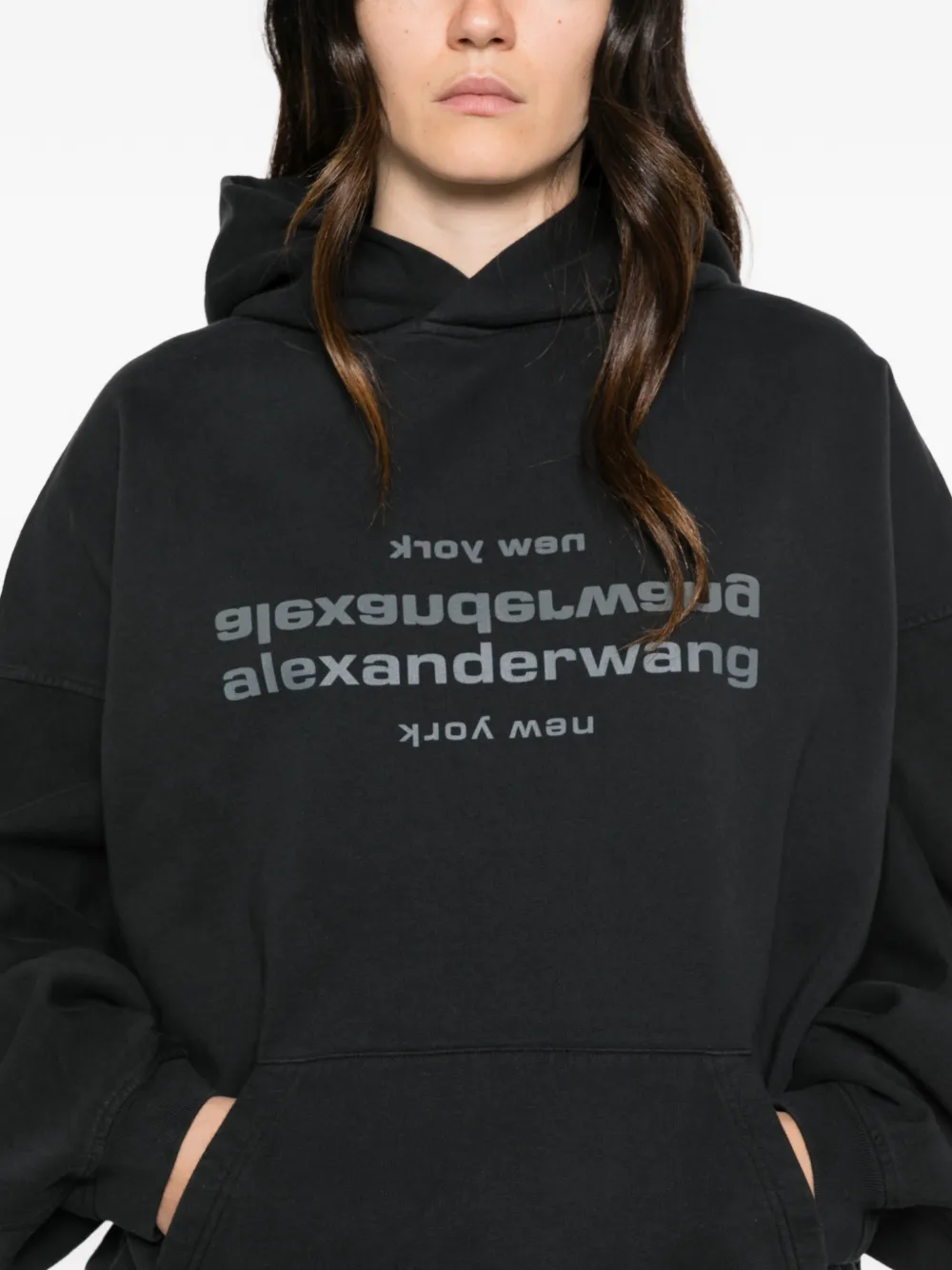 Alexander Wang Hoodie met logoprint Zwart