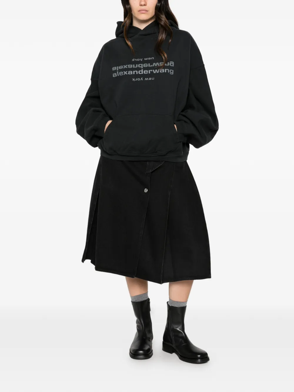 Alexander Wang Hoodie met logoprint Zwart