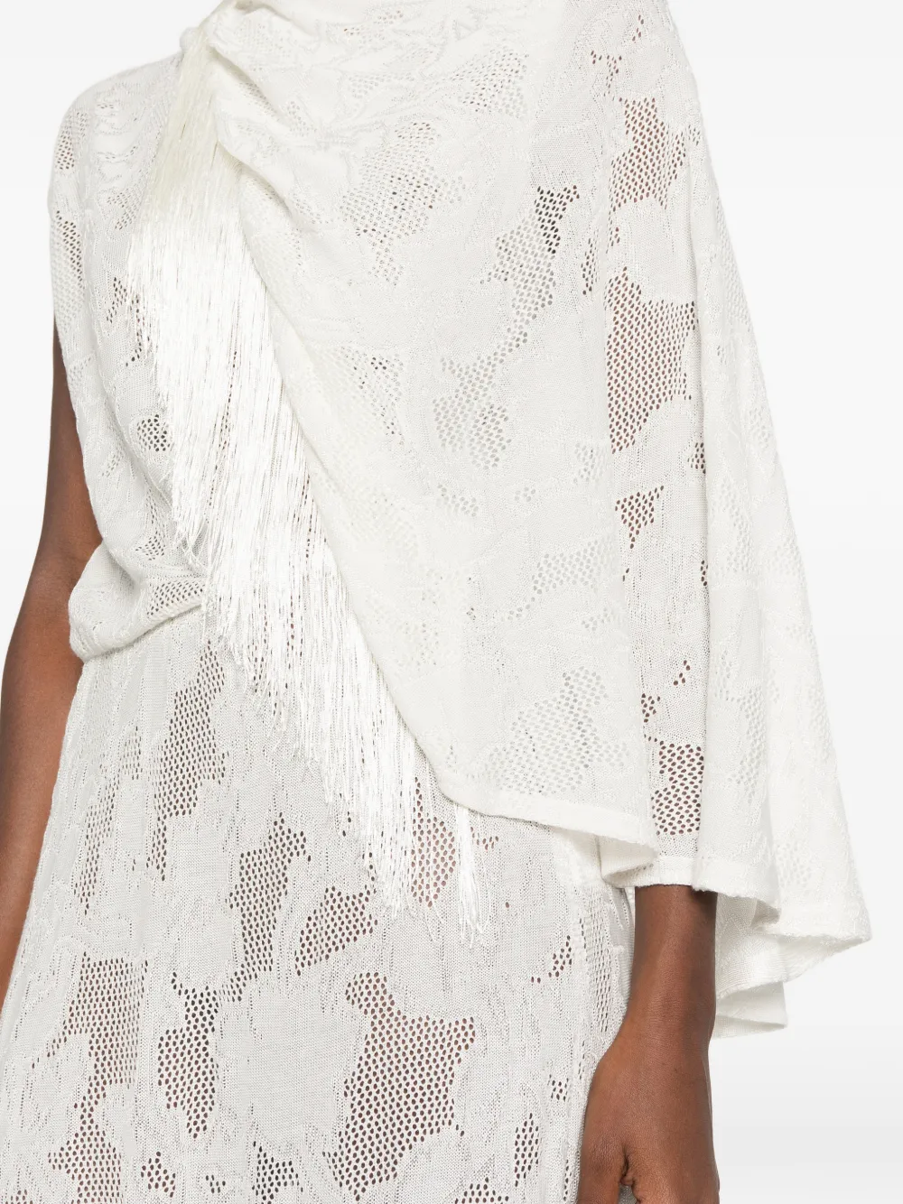 Cecilia Prado fringe-trim floral-lace maxi dress Wit