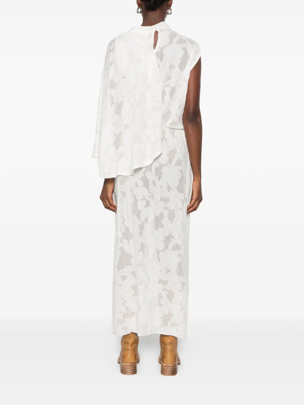 Cecilia Prado fringe-trim floral-lace maxi dress Wit