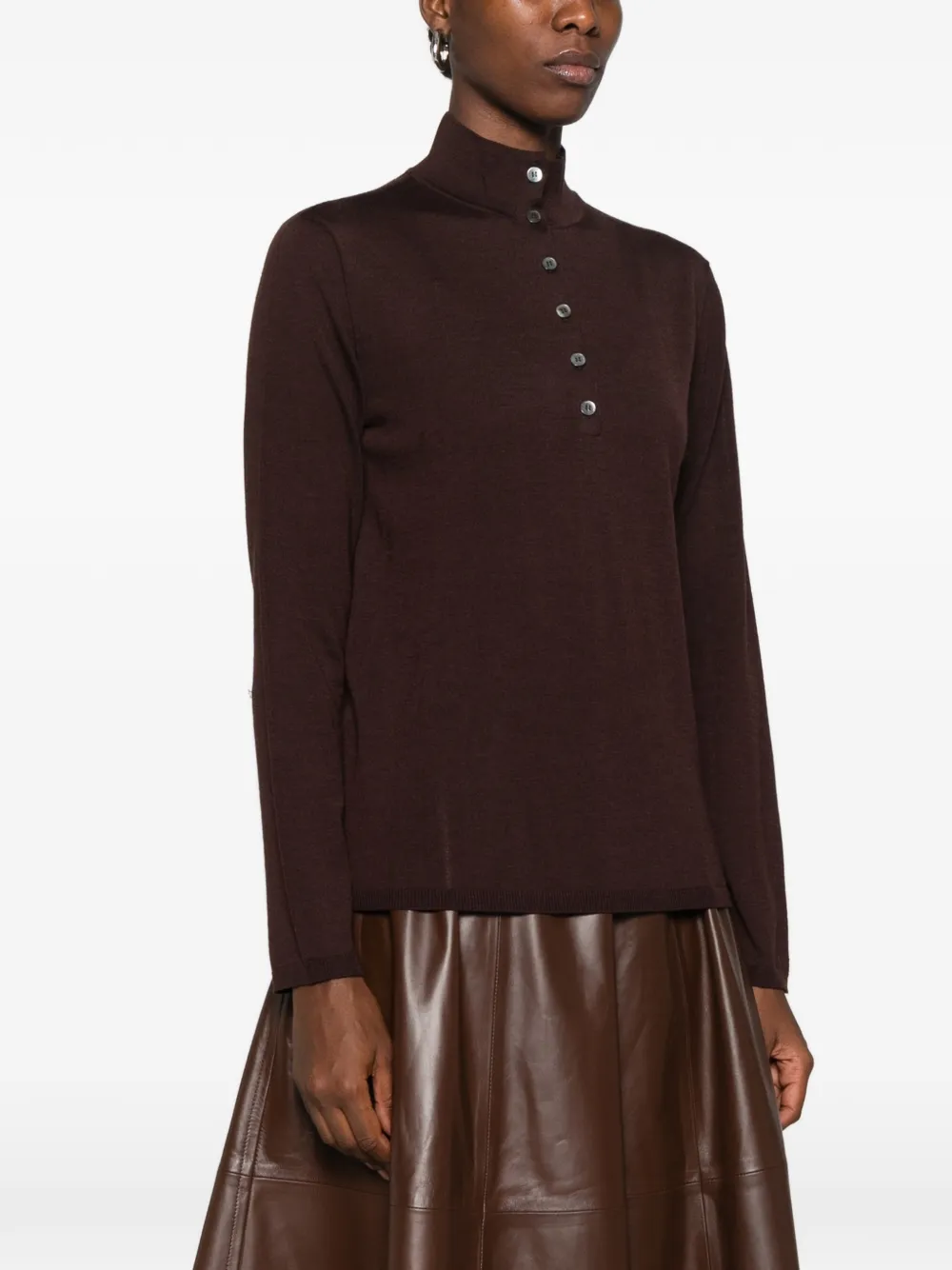 Liviana Conti button-fastening high-neck sweater Bruin