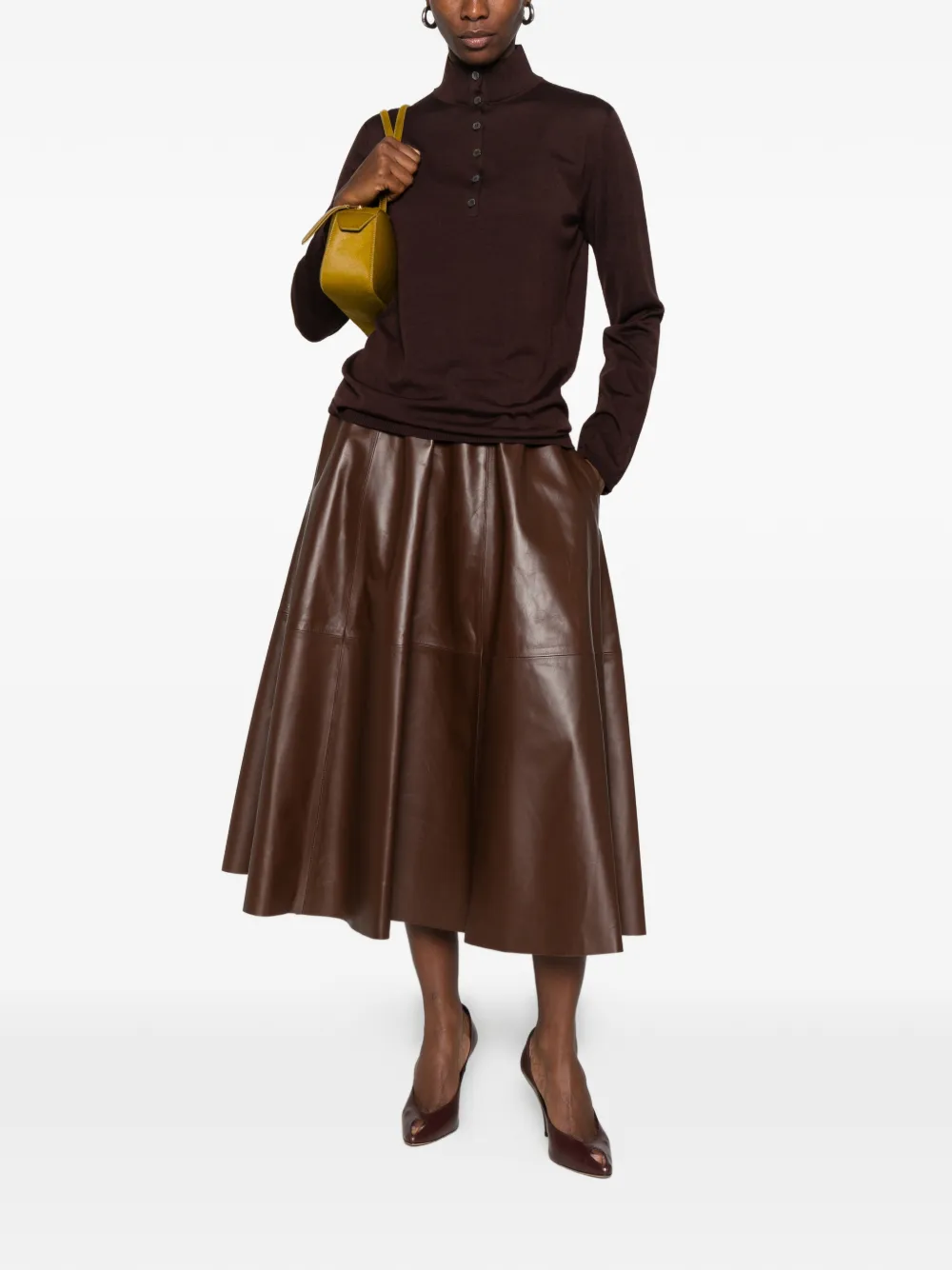 Liviana Conti button-fastening high-neck sweater Bruin