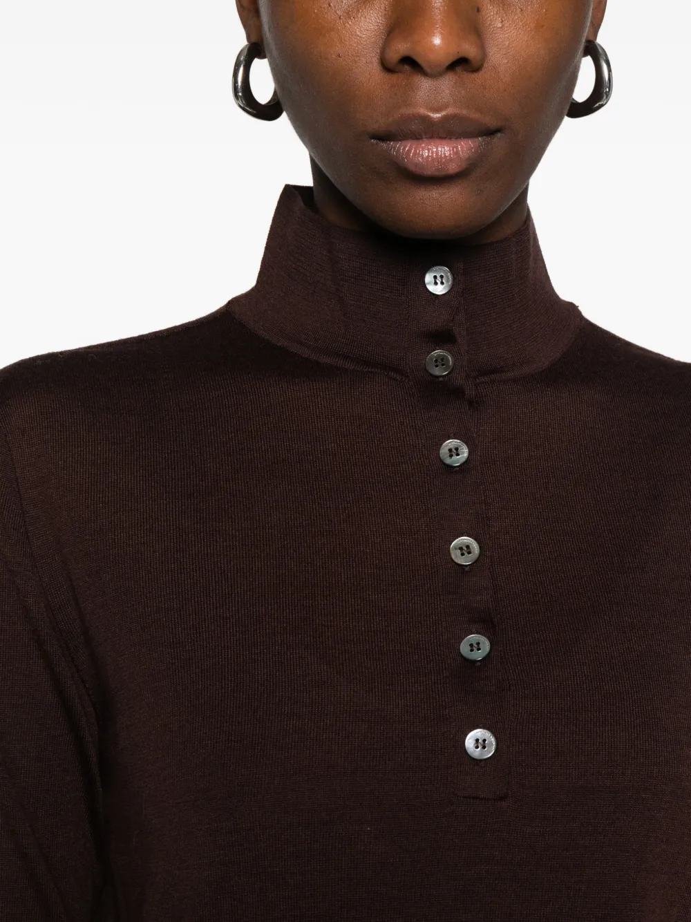 Liviana Conti button-fastening high-neck sweater Bruin