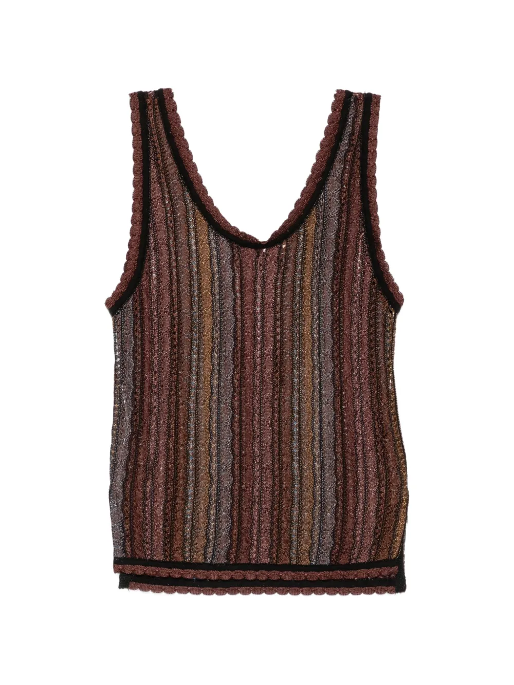 Cecilia Prado stripe-knit scallop-edge top - Marrone