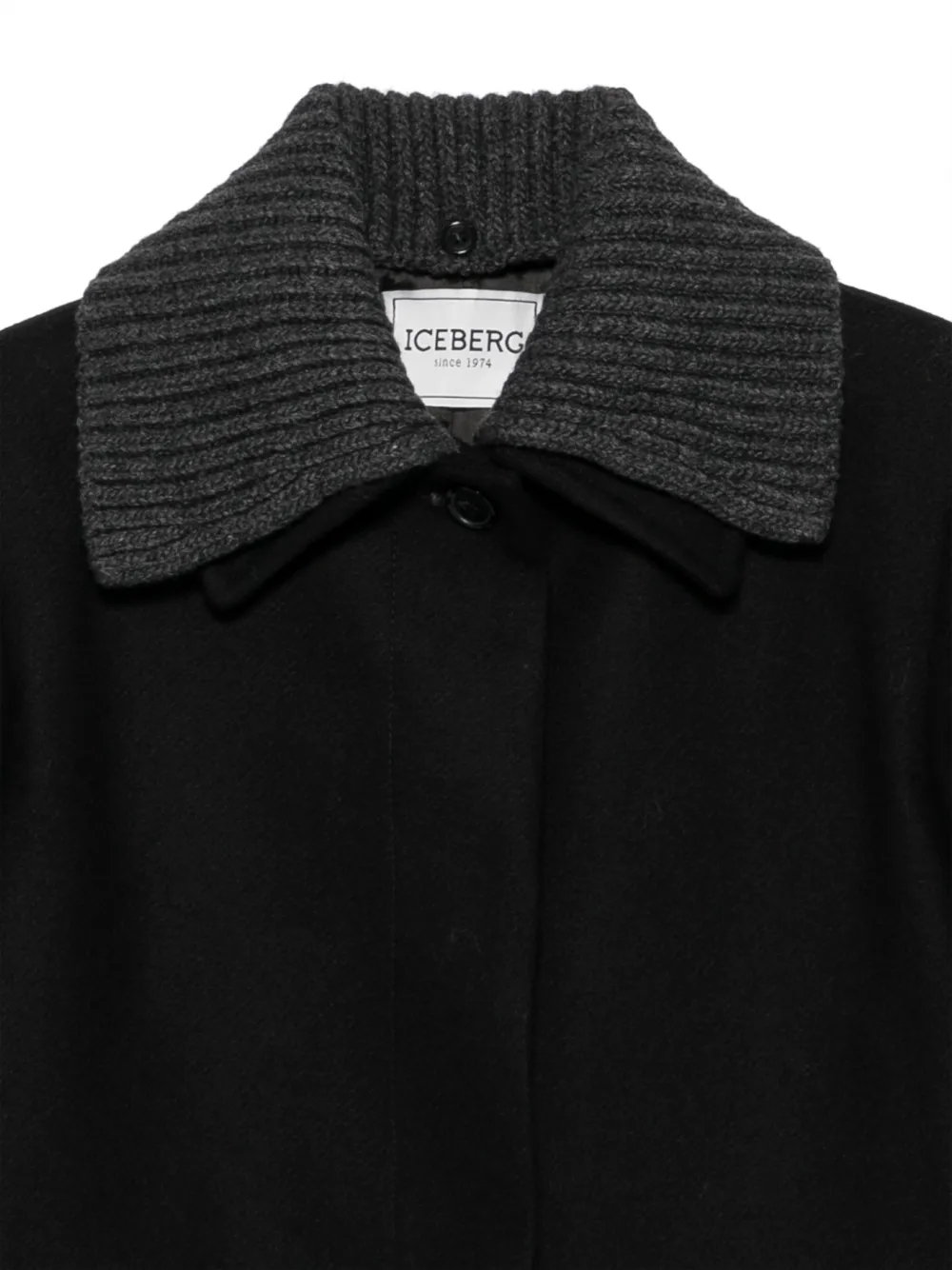 Iceberg ribbed-knit-collar coat Zwart