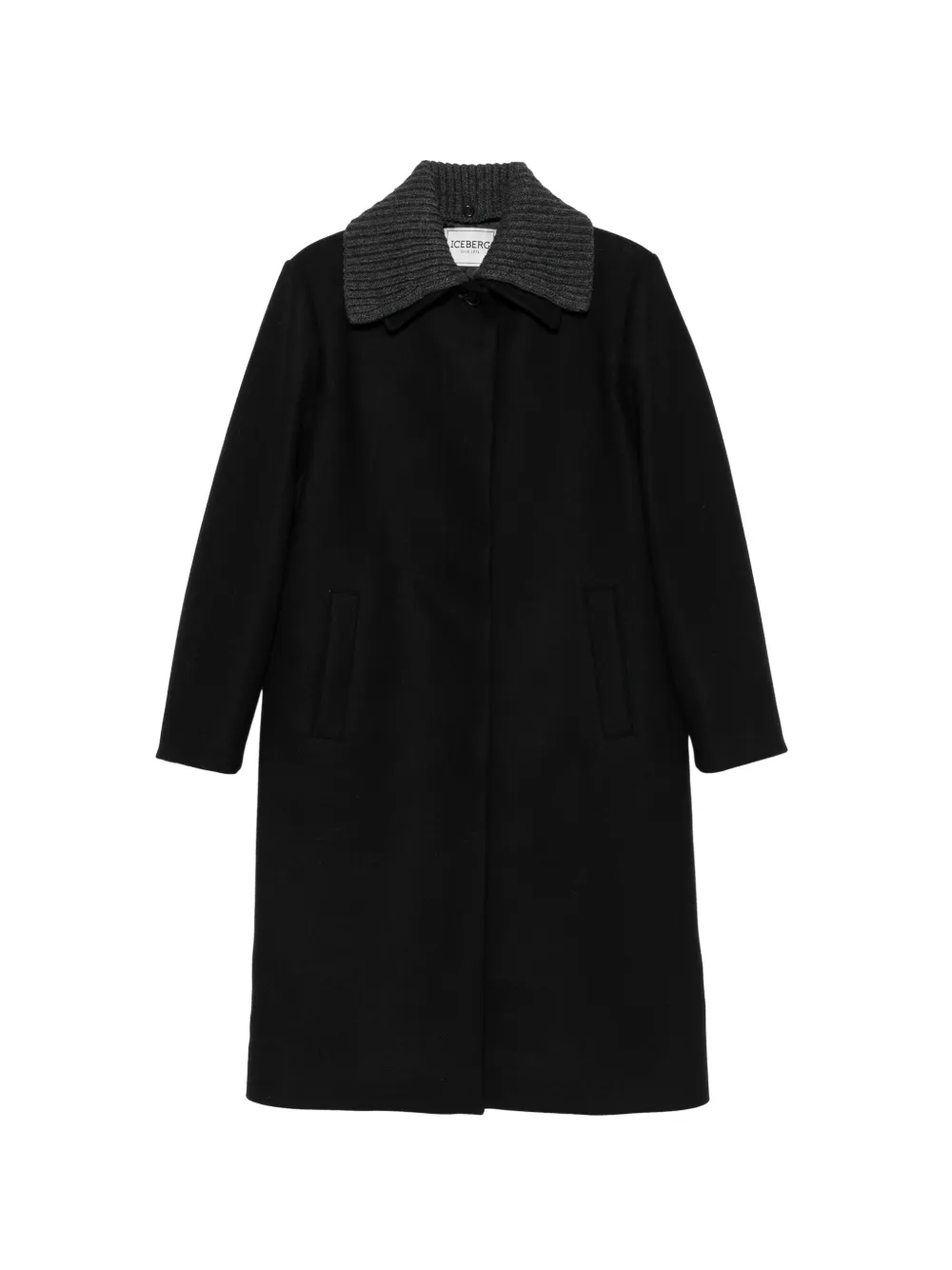 Iceberg ribbed-knit-collar coat Zwart