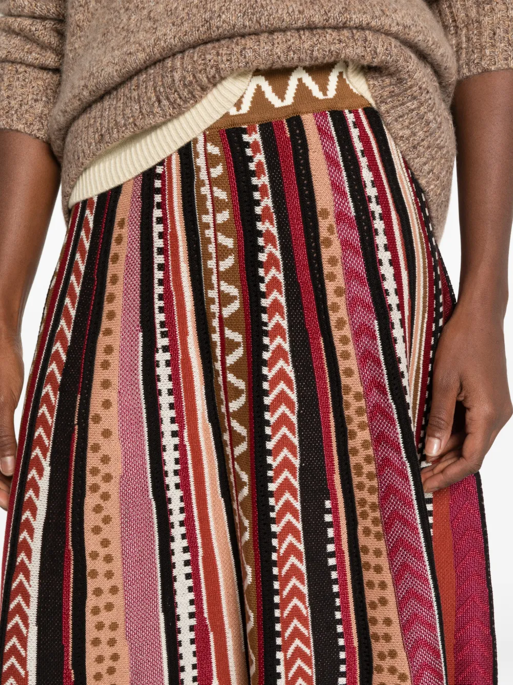 Cecilia Prado Carla gebreide midi-rok met geometrisch patroon Bruin