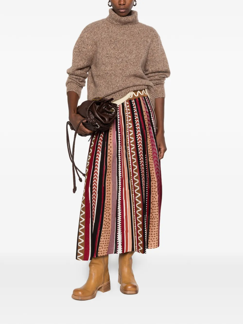 Cecilia Prado Carla Geometric-pattern Knit Midi Skirt In Multi