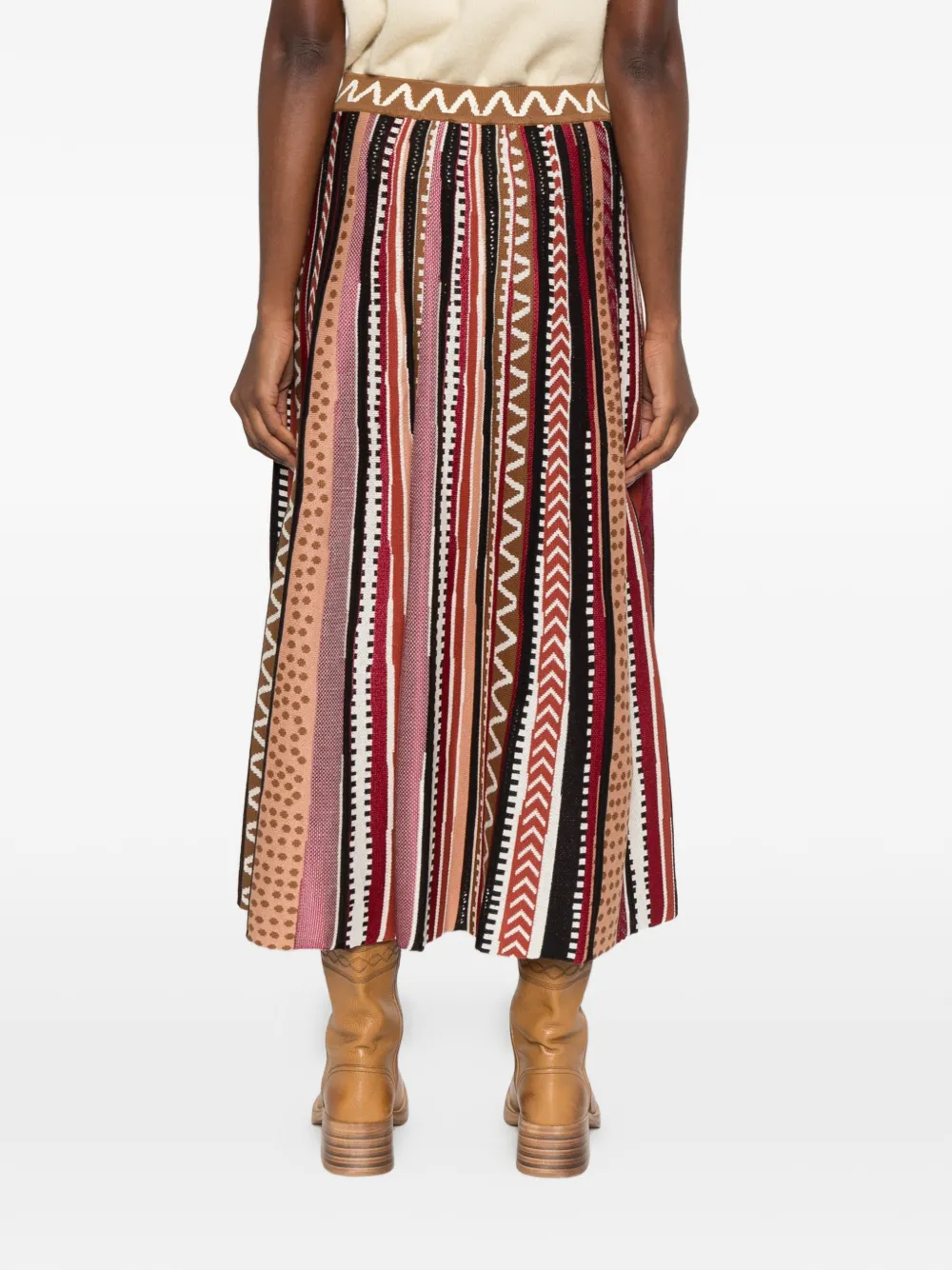 Cecilia Prado Carla gebreide midi-rok met geometrisch patroon Bruin