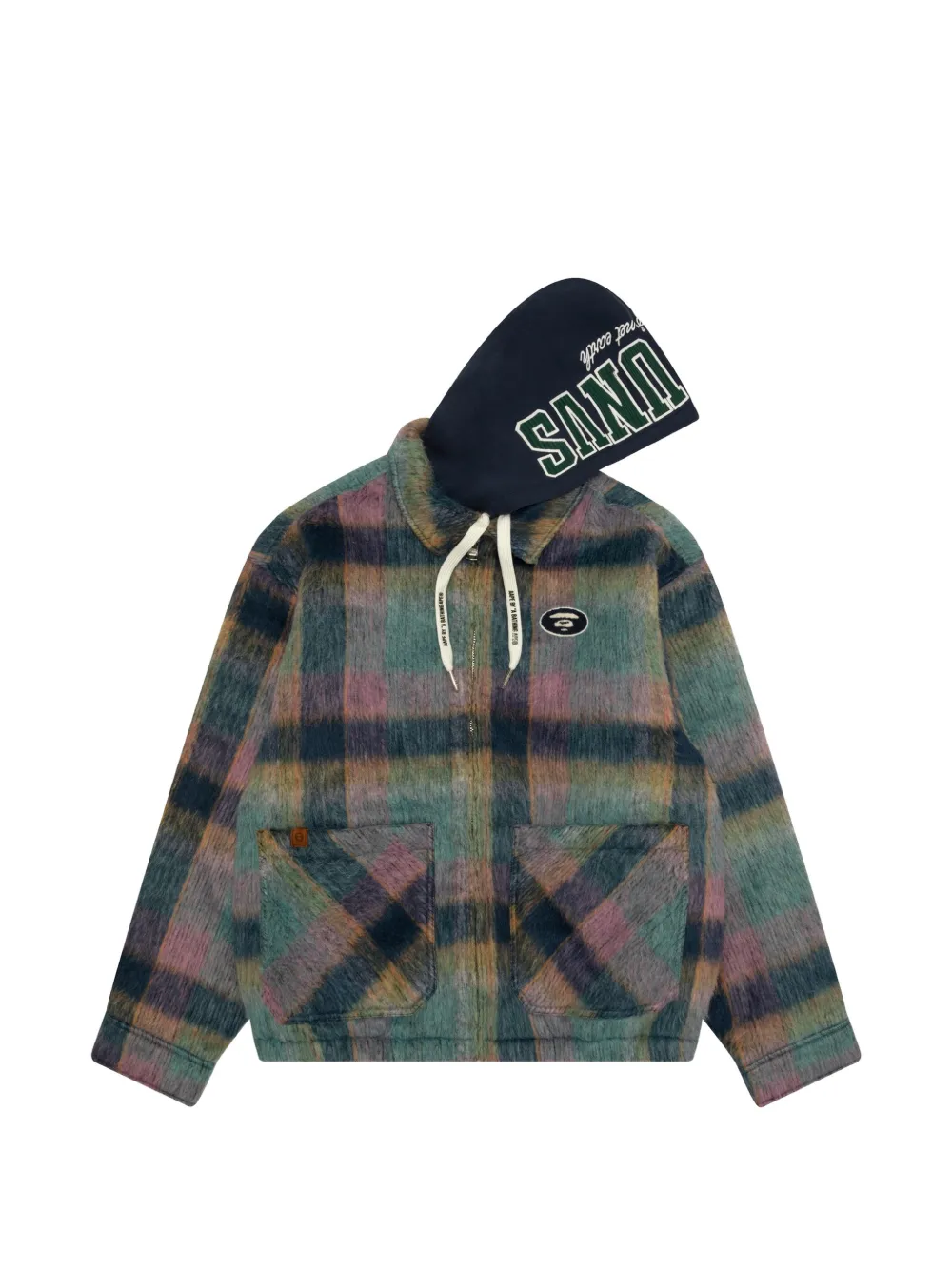 AAPE BY *A BATHING APE check-pattern zip-up shirt jacket Groen