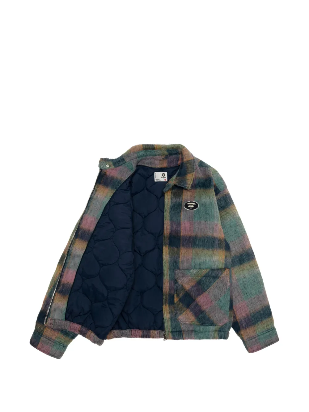 AAPE BY *A BATHING APE check-pattern zip-up shirt jacket Groen