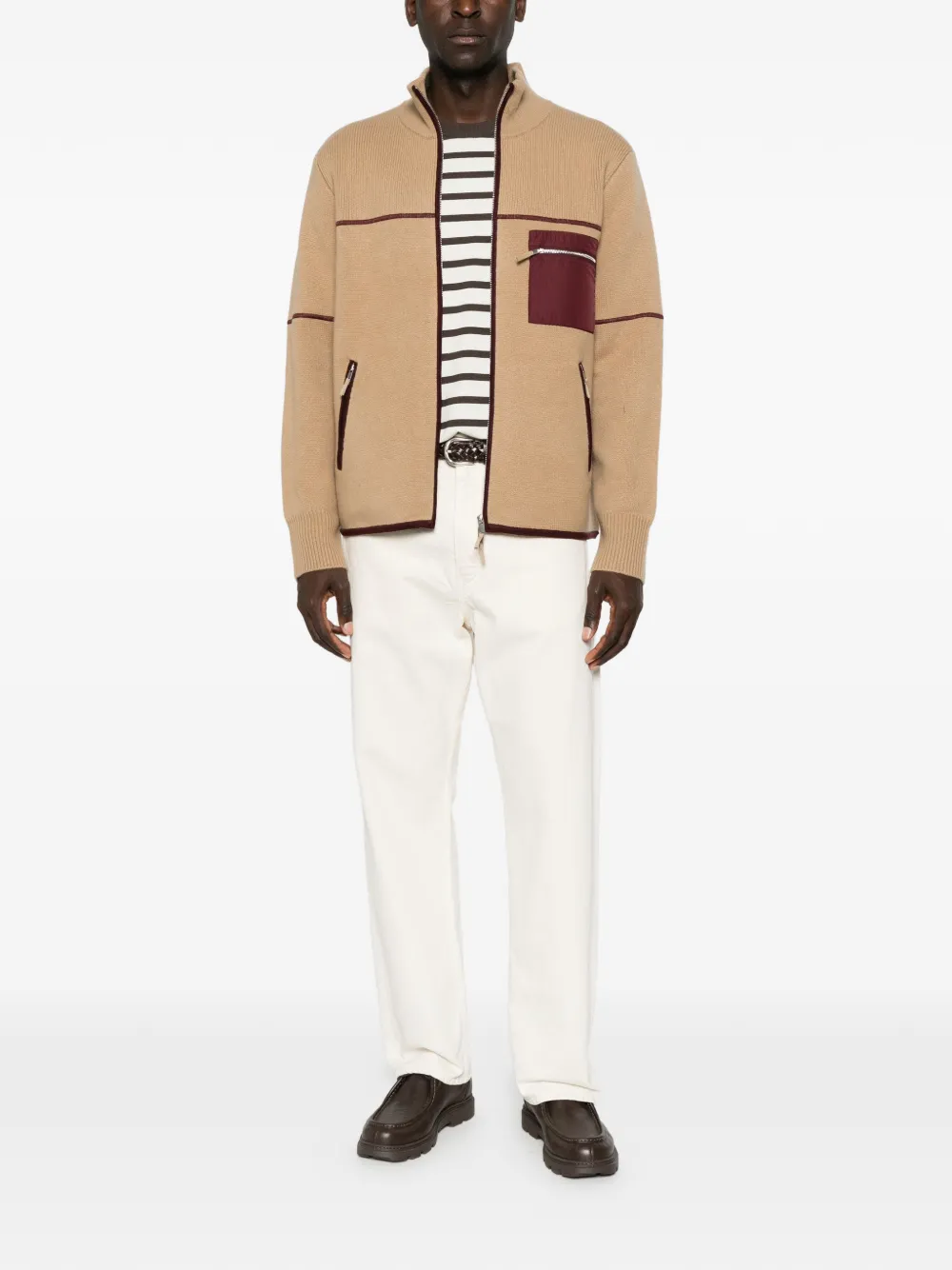 Guest In Residence Louis vest met contrasterende bies en rits Beige