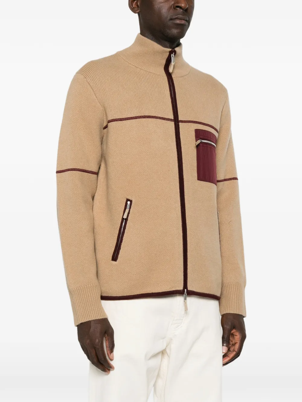Guest In Residence Louis vest met contrasterende bies en rits Beige