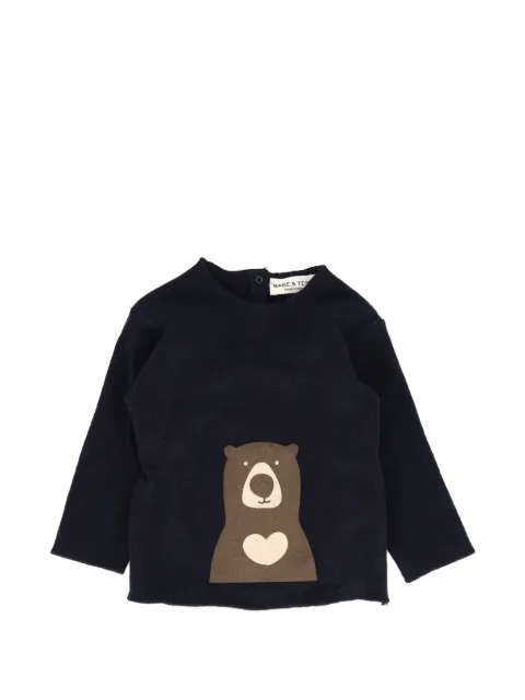 BABE & TESS bear-motif knitted sweater