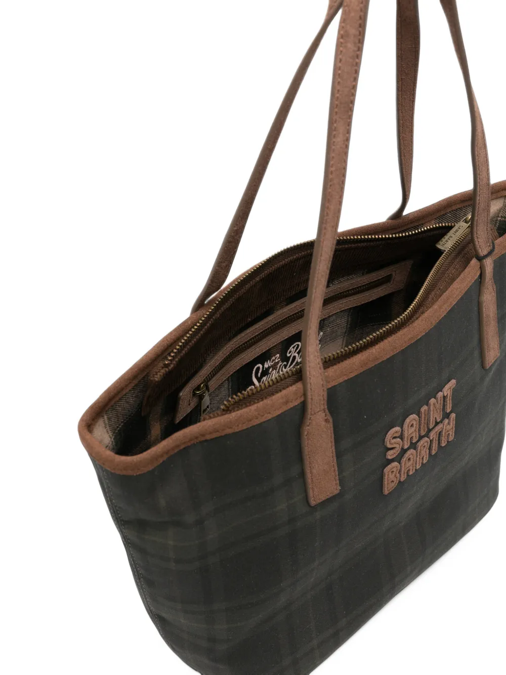 MC2 Saint Barth Medium City shopper met tartan-print Groen